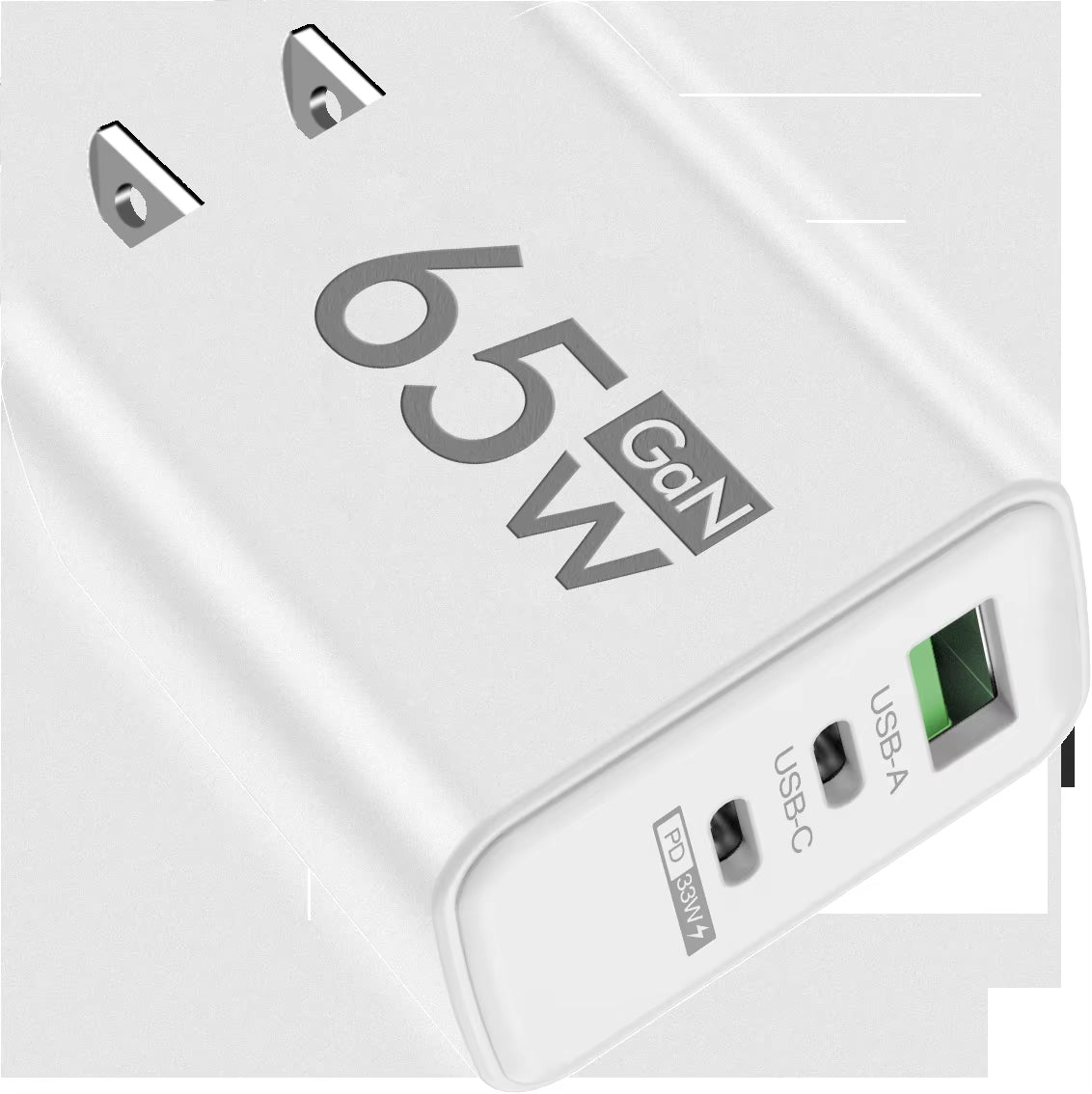 65W Gan USB C Charger 3 Ports Fast Charging Type C Phone Charger Adapter for Iphone 15 Samsung Xiaomi Huawei Quick Wall Charger
